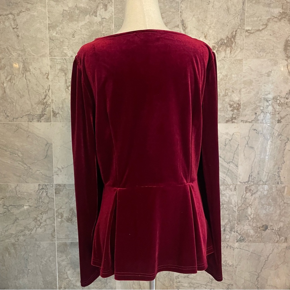 Allegra K Velvet Sweetheart Long Sleeve Top - Picture 6 of 8